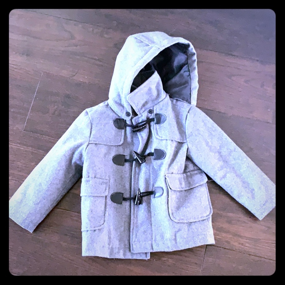 Grey boys pea coat with hood